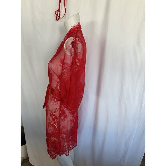 New Avidlove Kimono & Thong Set Red Lingerie Robe Nightgown Size L - Picture 4 of 5